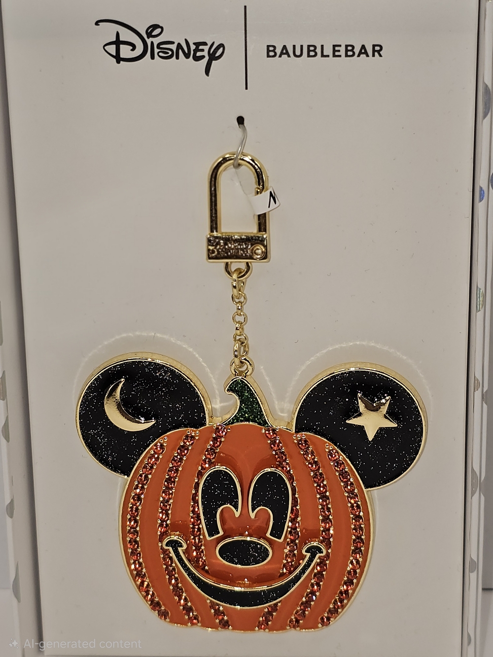 Disney X BaubleBar Orange, Black Mickey Pumpkin Keychain Bag Charm